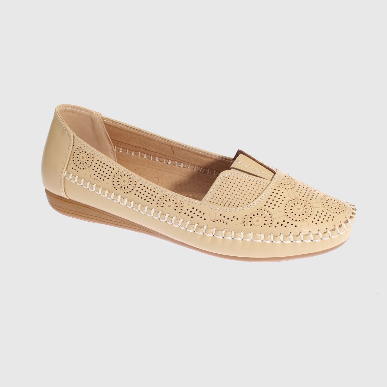 MOCASINES MUJER VIA FRANCA BEIGE MODELO ITALIANO ART. 5ASK64244 - 1