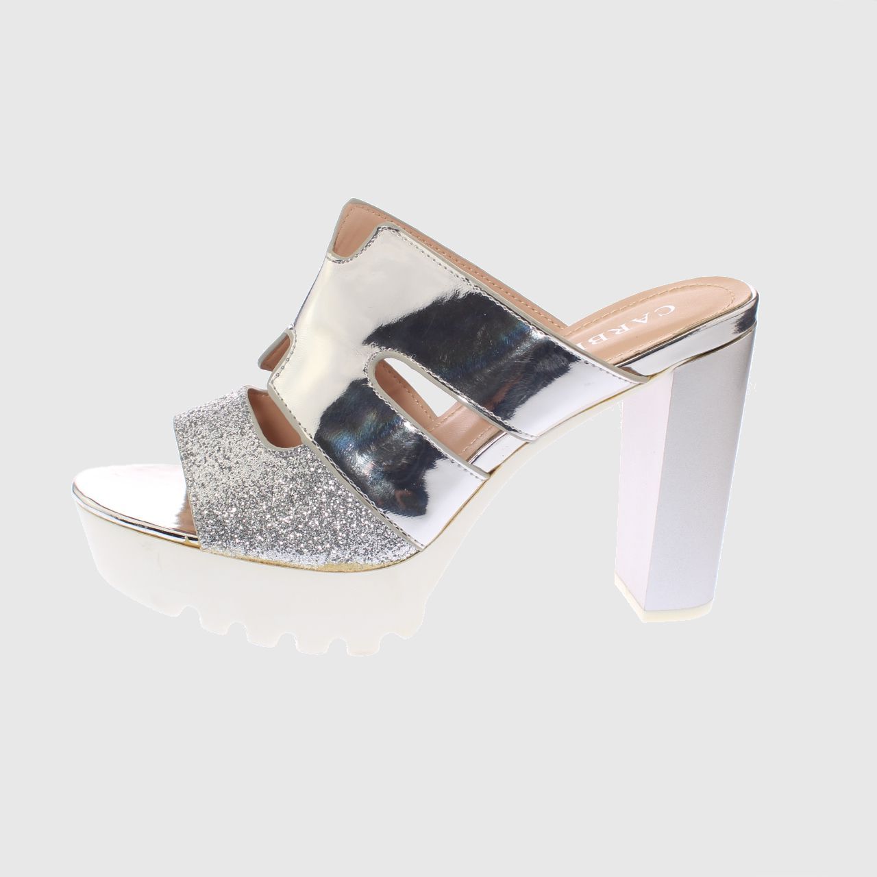 SANDALIAS MUJER VIA FRANCA TACO PLATA CARBIN ART. 5YJ0382SILVER - 2