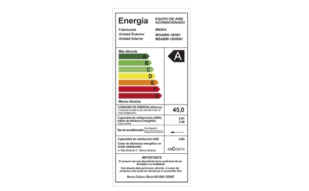 AIRE ACONDICIONADO SPLIT FRIO/CALOR 18000 BTU AURORA MIDEA - 3