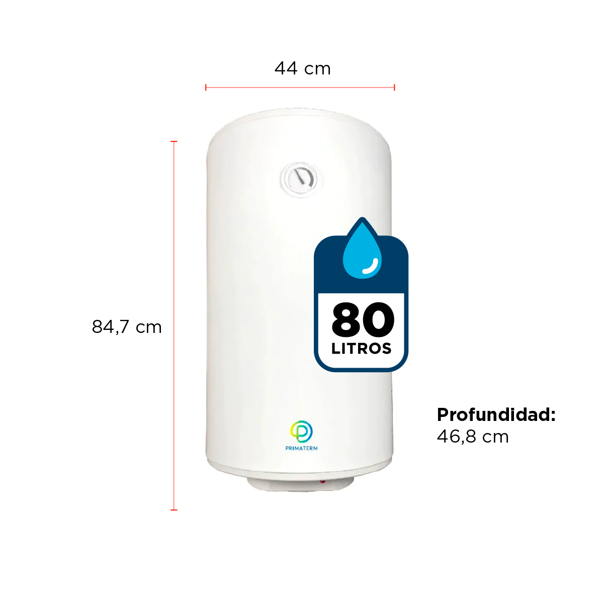Termo Eléctrico 80 Litros 1500W 70°C PRIMATERM - 6