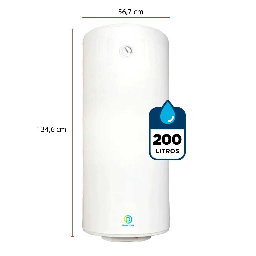 TERMO ELÉCTRICO 200 LITROS 2000W 70°C PRIMATERM - 6