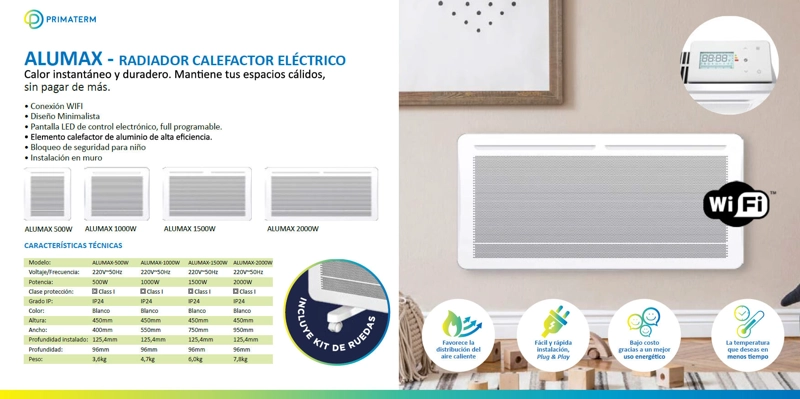 ESTUFA CALEFACTOR ELÉCTRICO ALUMAX WIFI 1500W PRIMATERM - 2