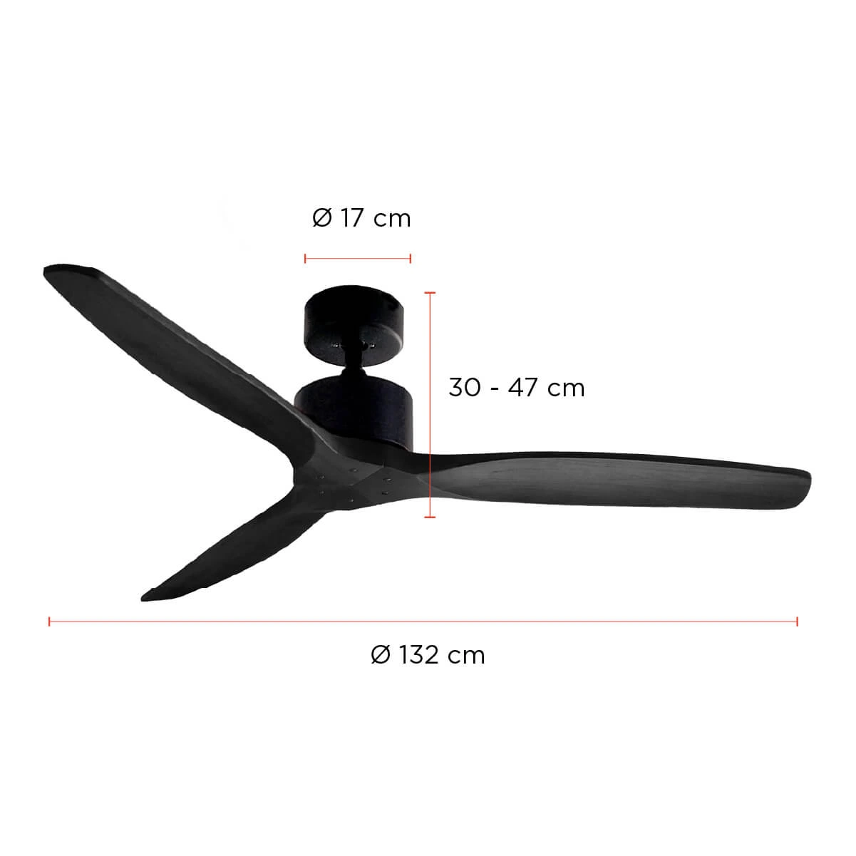 VENTILADOR DE TECHO AVIADOR NEGRO AJUSTABLE 52” PRIMATERM - 5