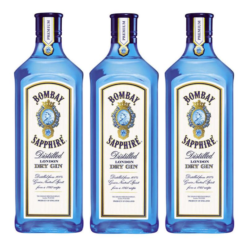 GIN BOMBAY BOTELLA VIDRIO 750 ML 3 UN SAPPHIRE - 1