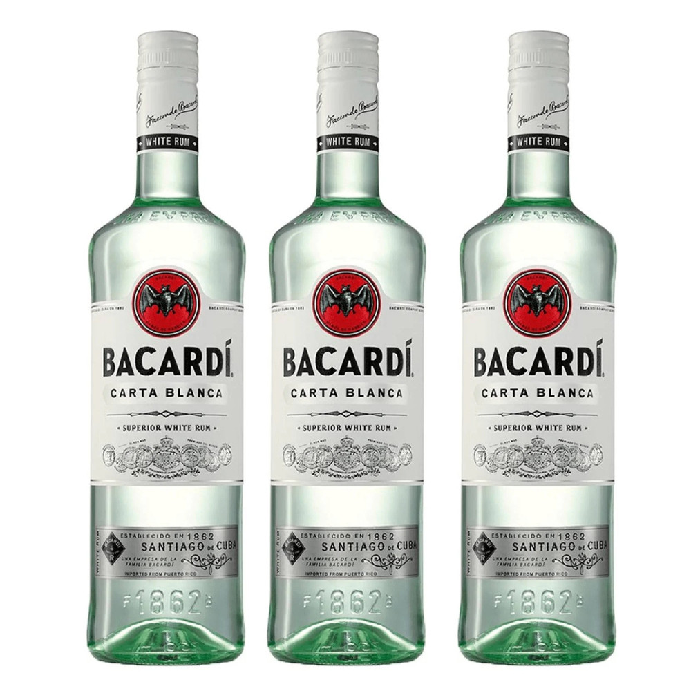 RON BACARDI BOTELLA VIDRIO 3 UN CARTA BLANCA - 1