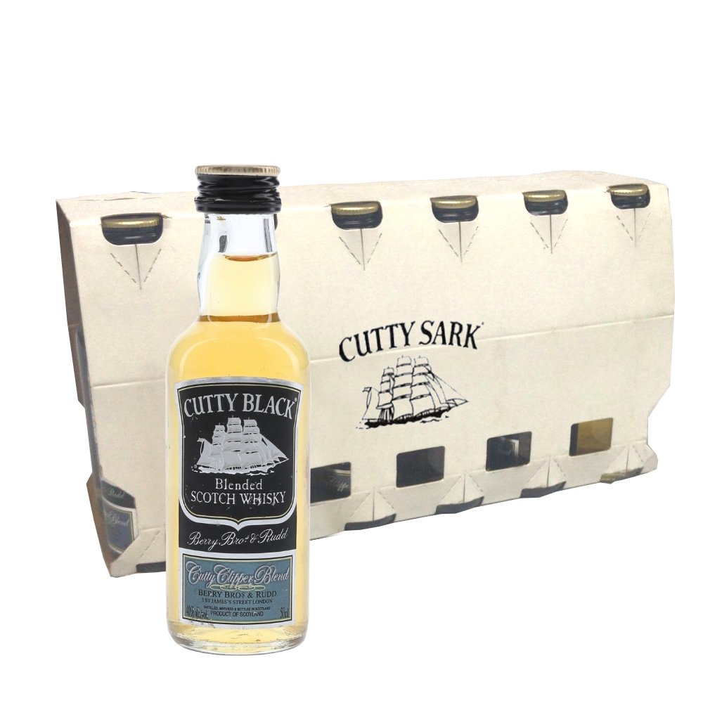 WHISKY CUTTY BLACK BOTELLA VIDRIO 50 ML 12 UN MINIATURAS SCOTCH - 1