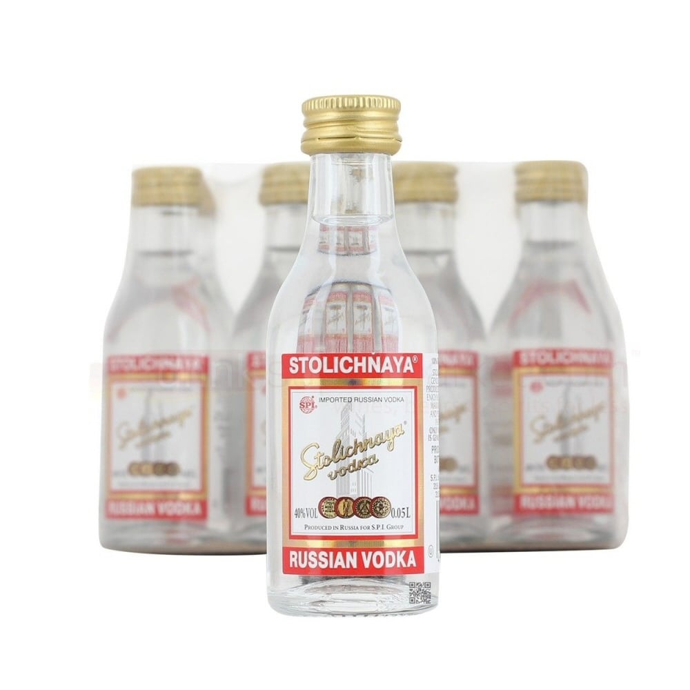 VODKA STOLICHNAYA BOTELLA 50 ML 12 UN MINIATURAS ORIGINAL PET - 1