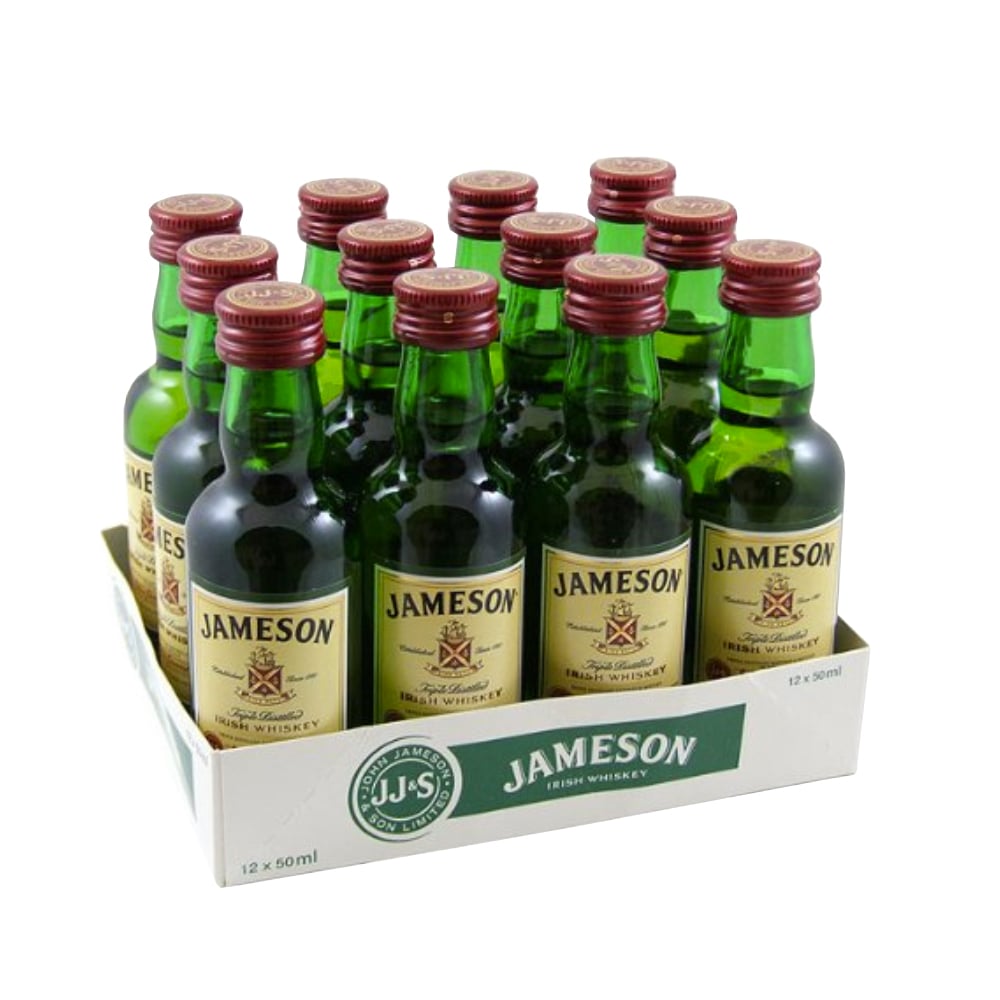 WHISKY JAMESON BOTELLA VIDRIO 50 ML 12 UN MINIATURAS IRISH WHISKEY - 1
