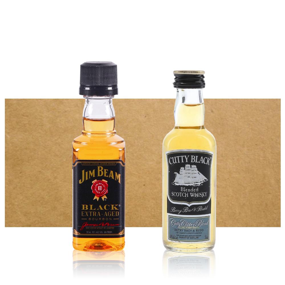 LICOR BBVINOS BOTELLA VIDRIO 2 UN MIX MINIATURA CUTTY BLACK & JIM BEAM - 1