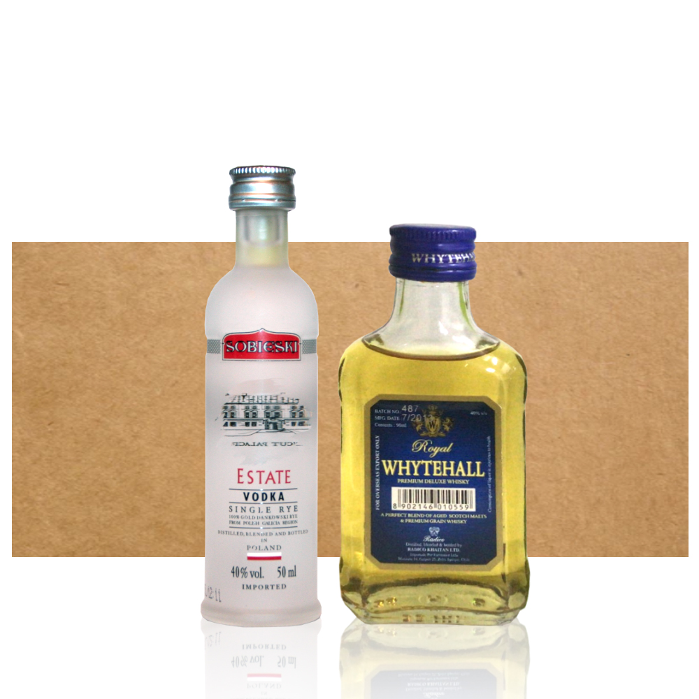 LICOR BBVINOS BOTELLA VIDRIO 2 UN MIX MINIATURA SOBIESKI & WHYTEHALL - 1