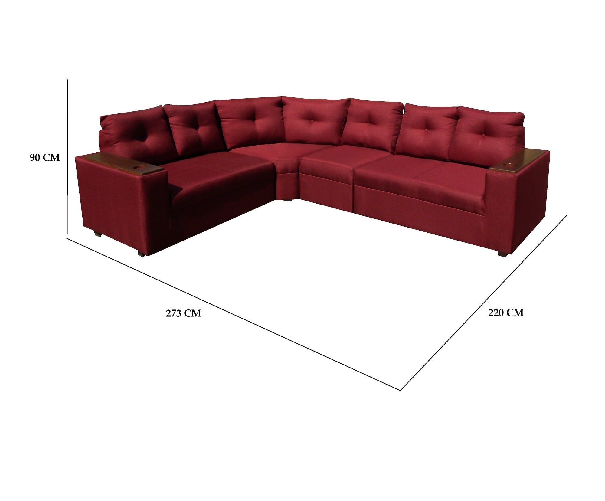 SECCIONAL ALMORE SPA WILSON 6 CUERPOS LINO ROJO - 2