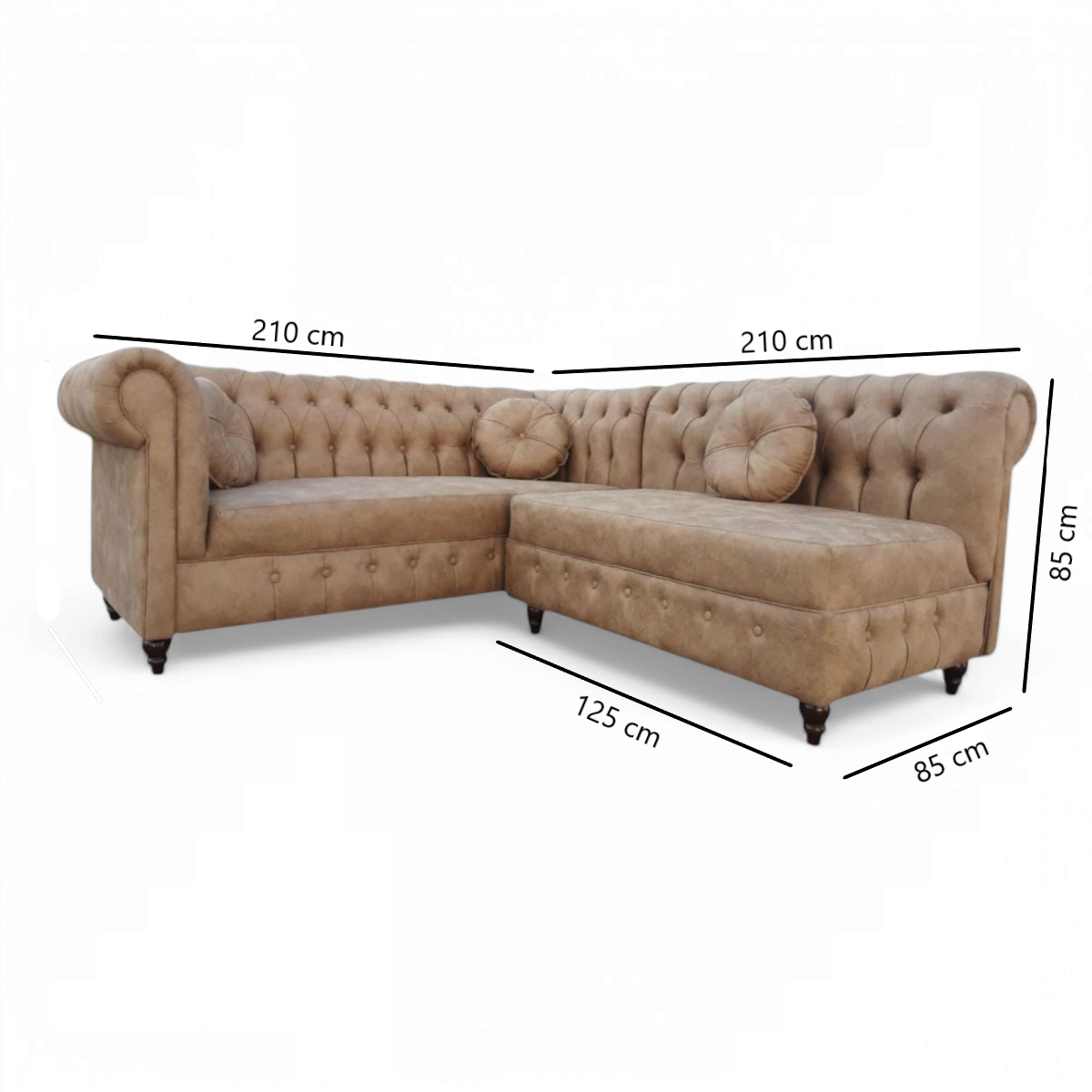 SOFA SECCIONAL CAPITONE BEIGE 5 CPOS ALMORE - 5