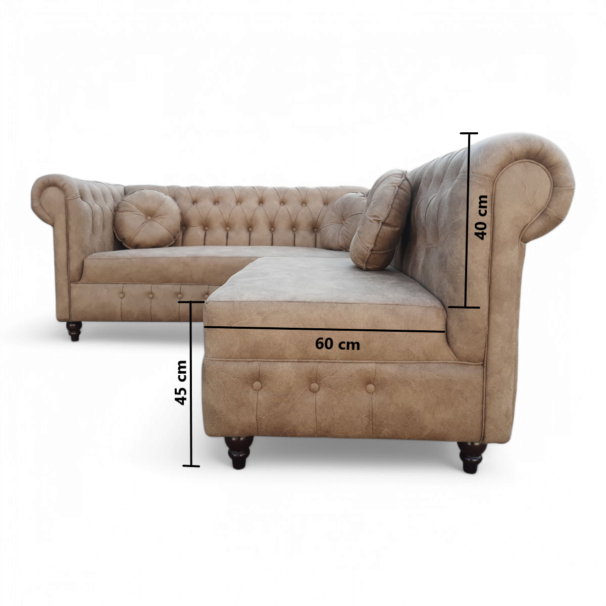 SOFA SECCIONAL CAPITONE BEIGE 5 CPOS ALMORE - 6