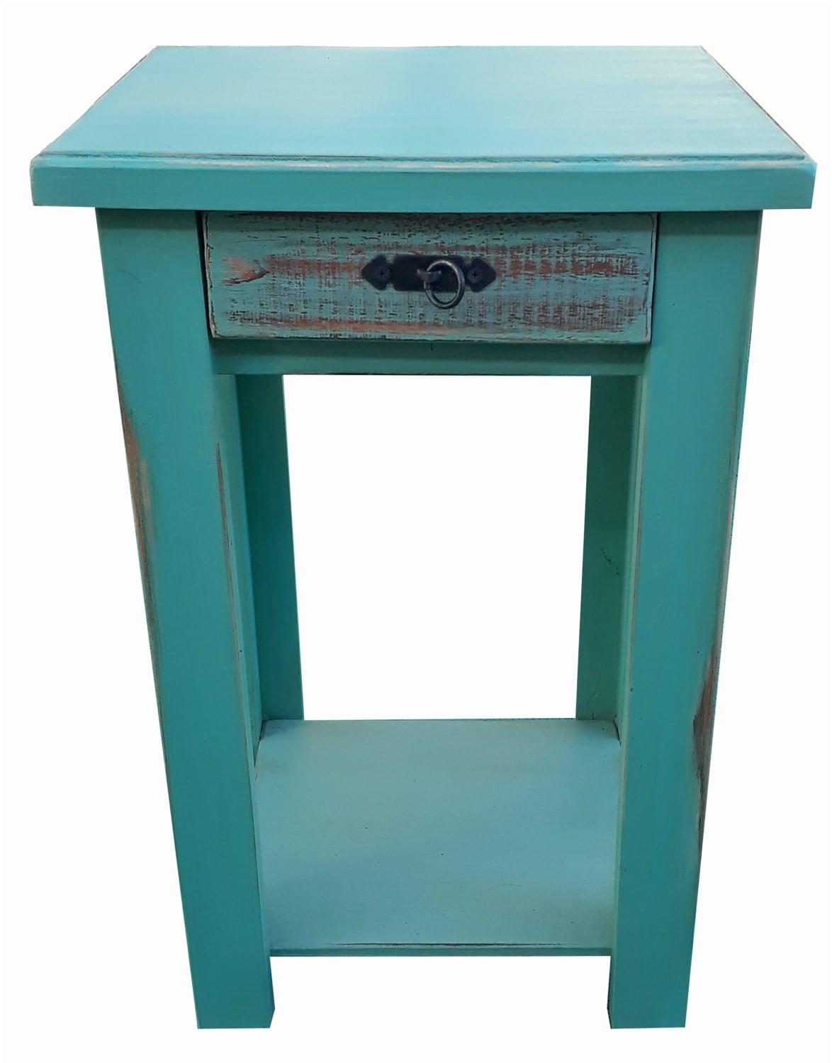 VELADOR TURQUESA VINTAGE UN CAJON RUSTICO - 1