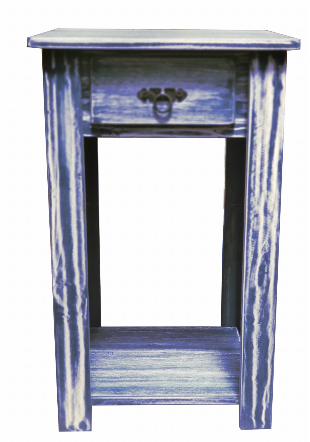 VELADOR AZUL UN CAJON PATINA RUSTICA - 1