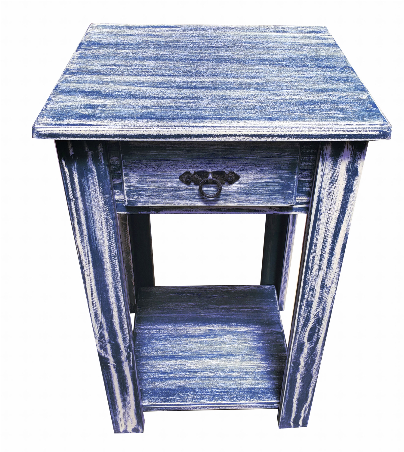 VELADOR AZUL UN CAJON PATINA RUSTICA - 2