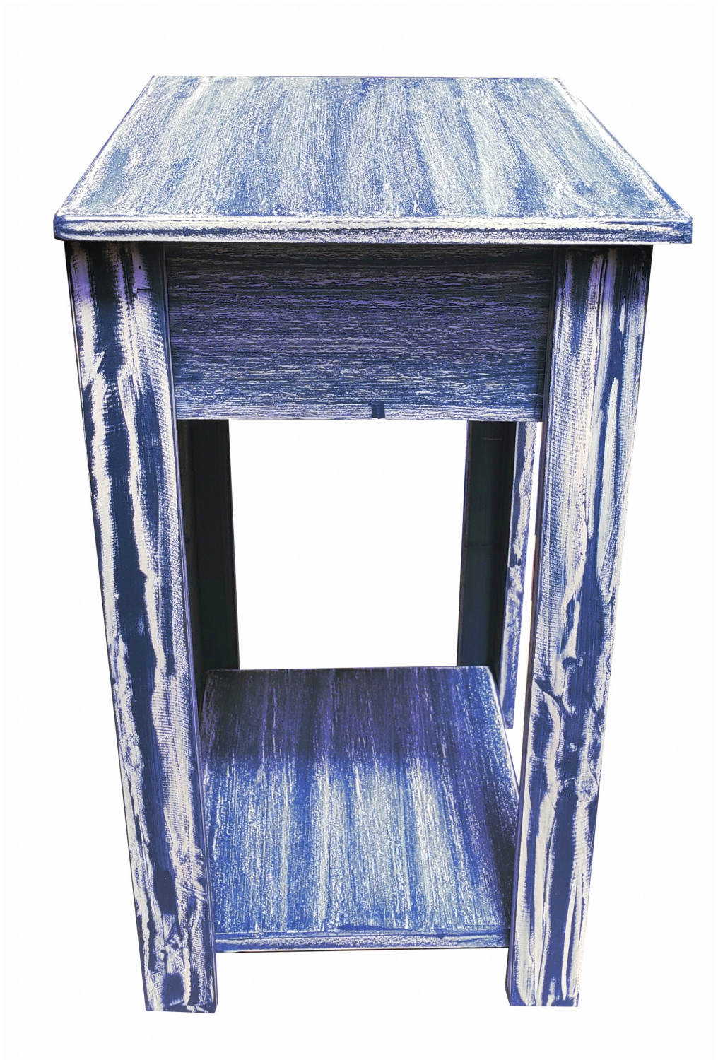 VELADOR AZUL UN CAJON PATINA RUSTICA - 3
