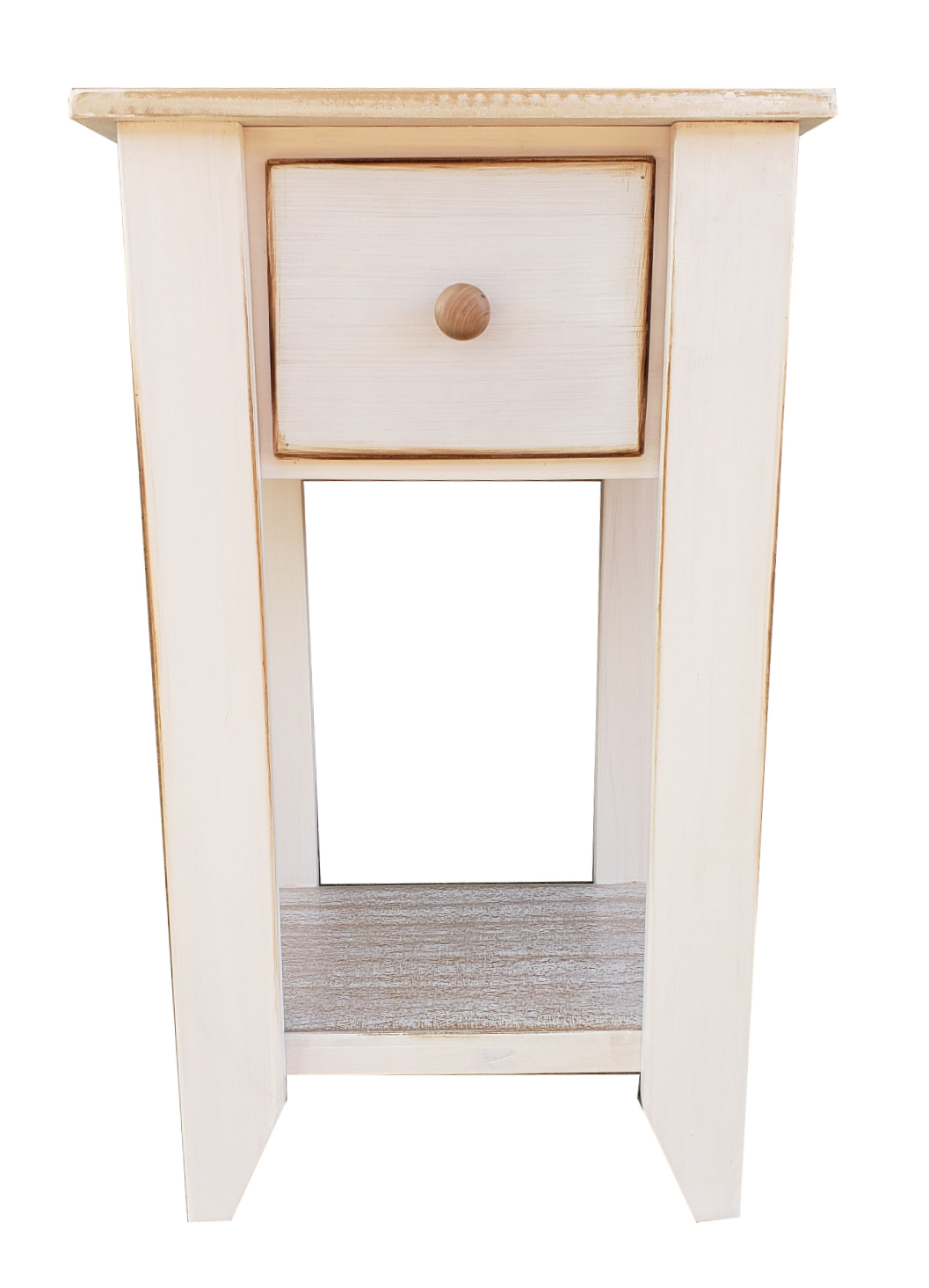 VELADOR BLANCO UN CAJON PATINA RUSTICA - 1