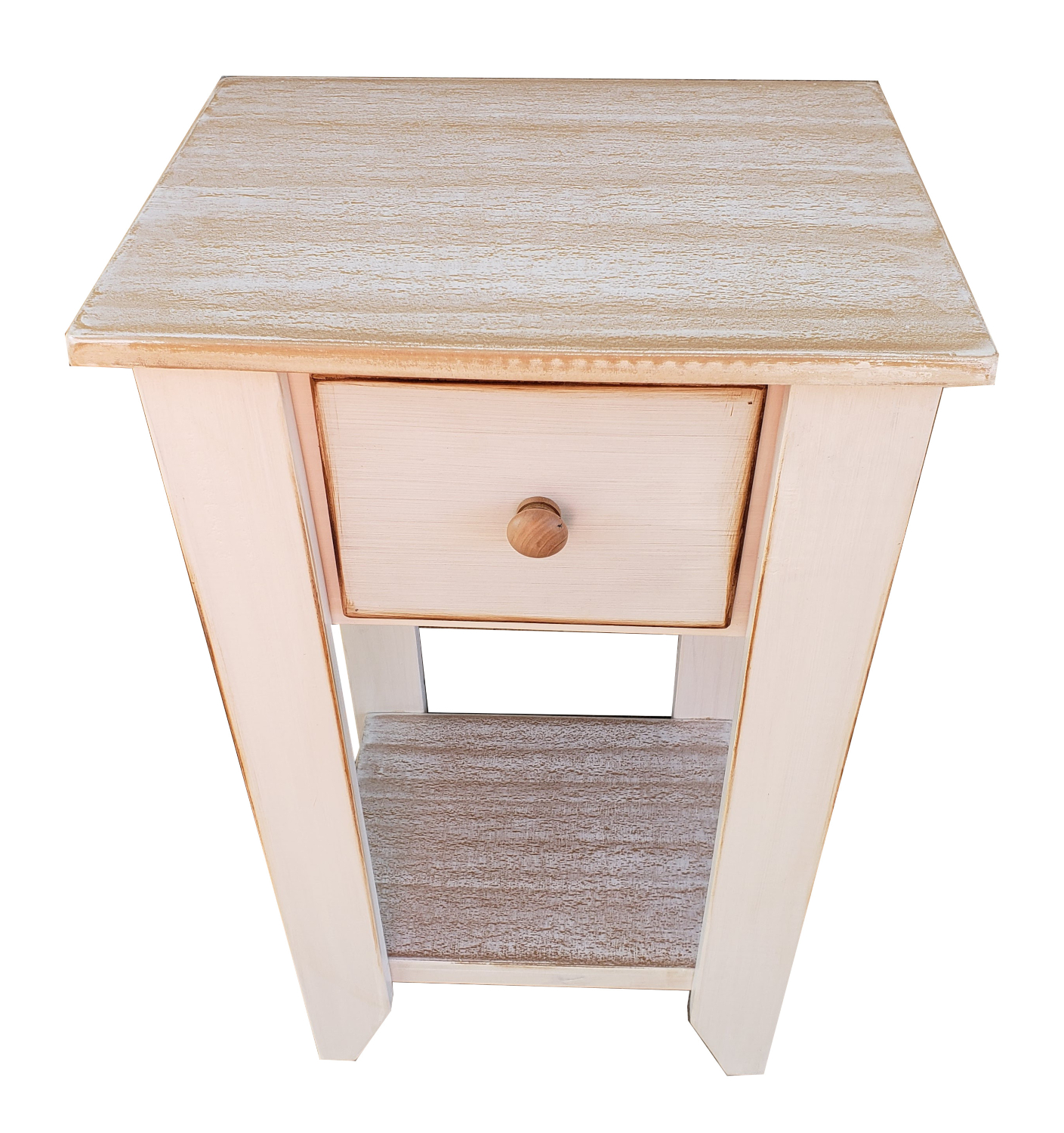 VELADOR BLANCO UN CAJON PATINA RUSTICA - 2