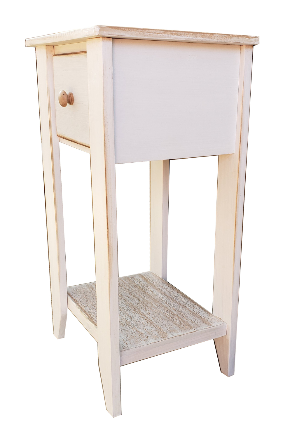 VELADOR BLANCO UN CAJON PATINA RUSTICA - 3