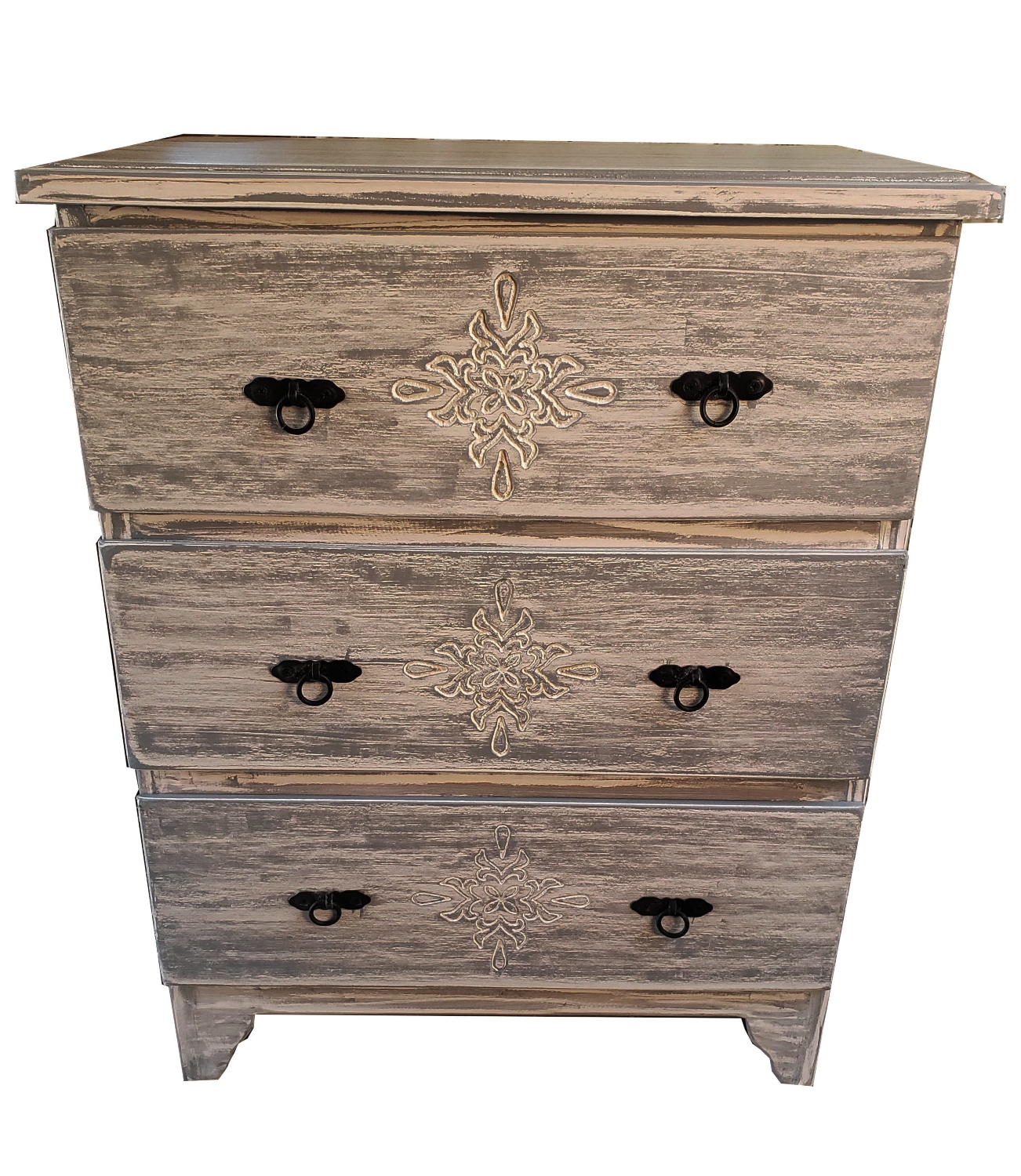 CÓMODA MARFELD MUEBLES MADERA PINO 3 CAJONES GRIS - 1