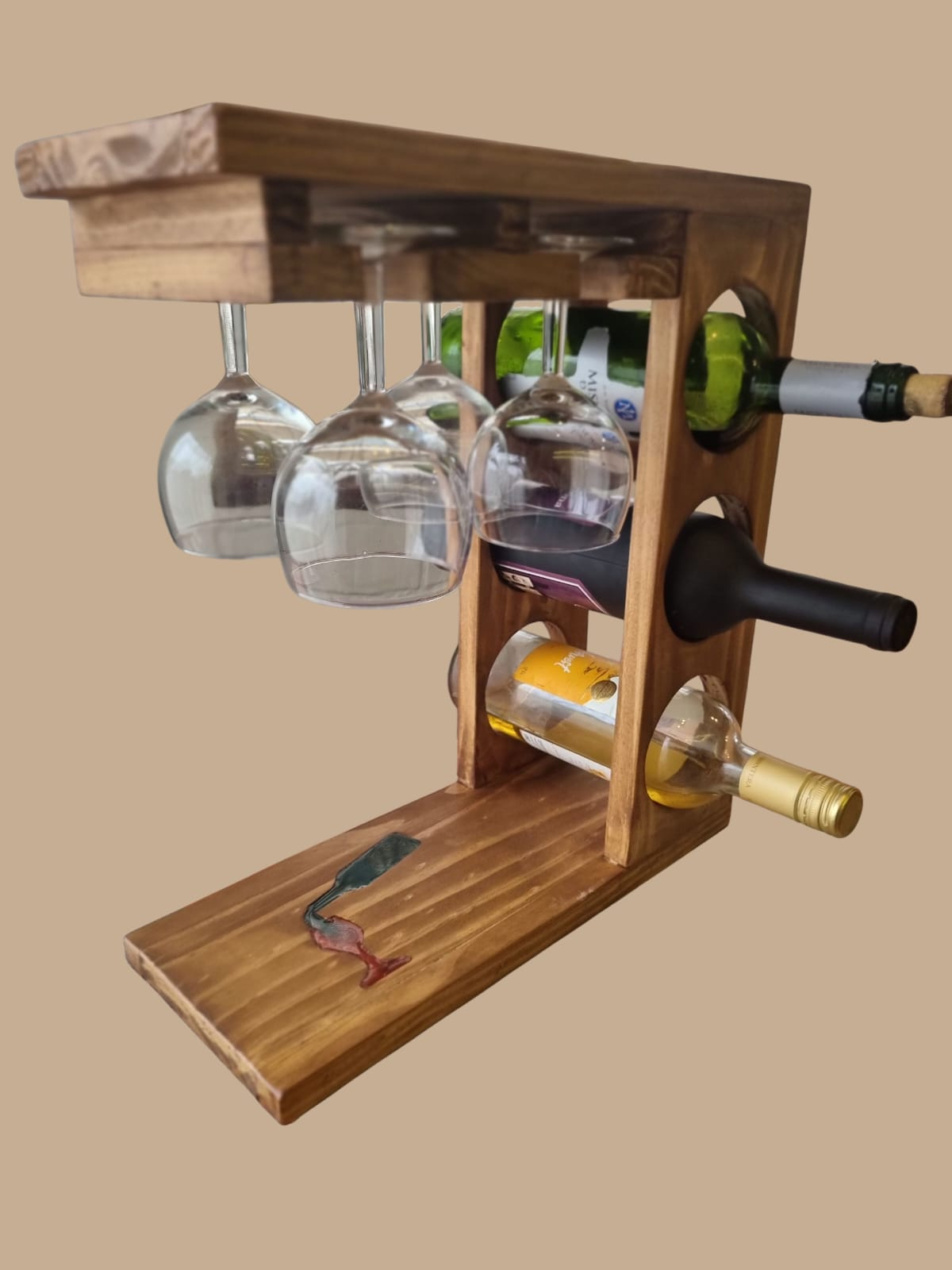 CAVA 3 BOTELLAS CON COPERO DISEÑO RESINA - 1