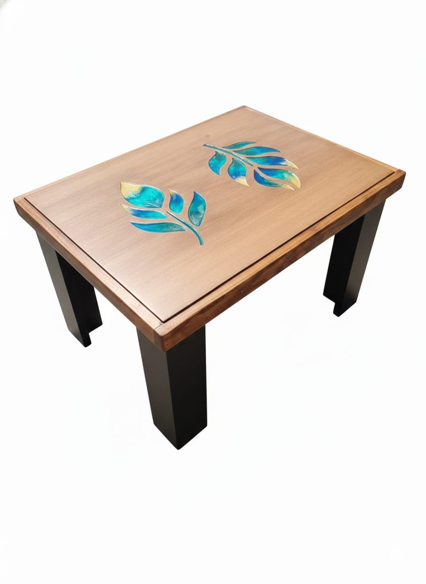 MESA DE CENTRO CAFE  -NEGRO CON RESINA DECORATIVA - 1