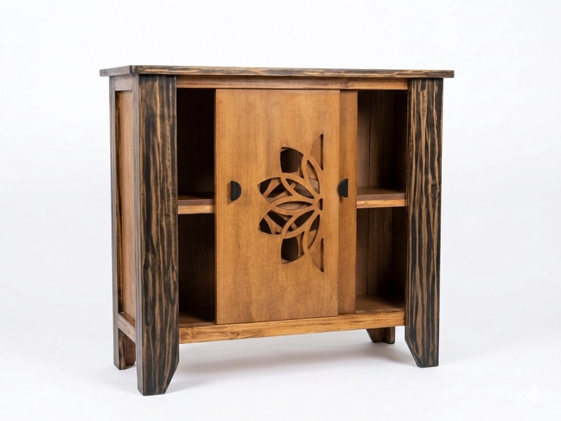 ARRIMO DE MADERA PUERTAS CORREDIZAS LARGAS PATINA NEGRA - 2