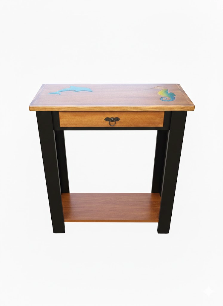MESA ARRIMO CON GRABADO RESINA ESPIGA NEGRO - 2