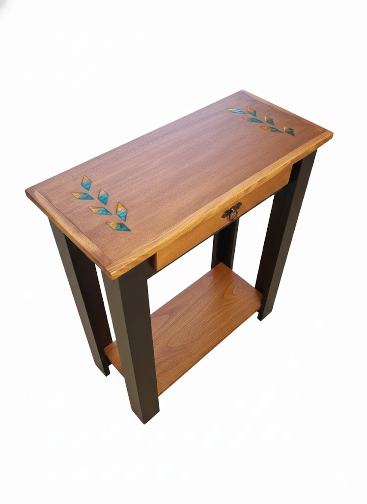 MESA ARRIMO CON GRABADO RESINA ESPIGA NEGRO - 3