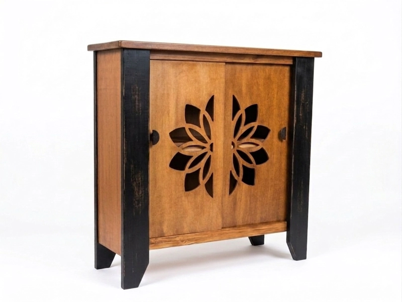 ARRIMO DE MADERA PUERTA CORREDIZAS LARGAS NEGRO CAFE - 2
