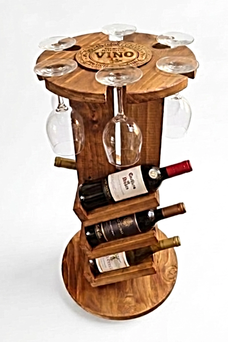 CAVA 6 BOTELLAS 6 COPAS MADERA CAFE  MARFELD MUEBLES - 3