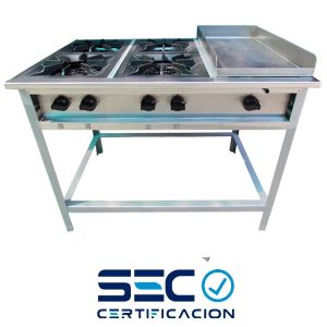 ANAFE INDUSTRIAL DE 4 PLATOS DE 18 CM CON CHURRASQUERA - 1