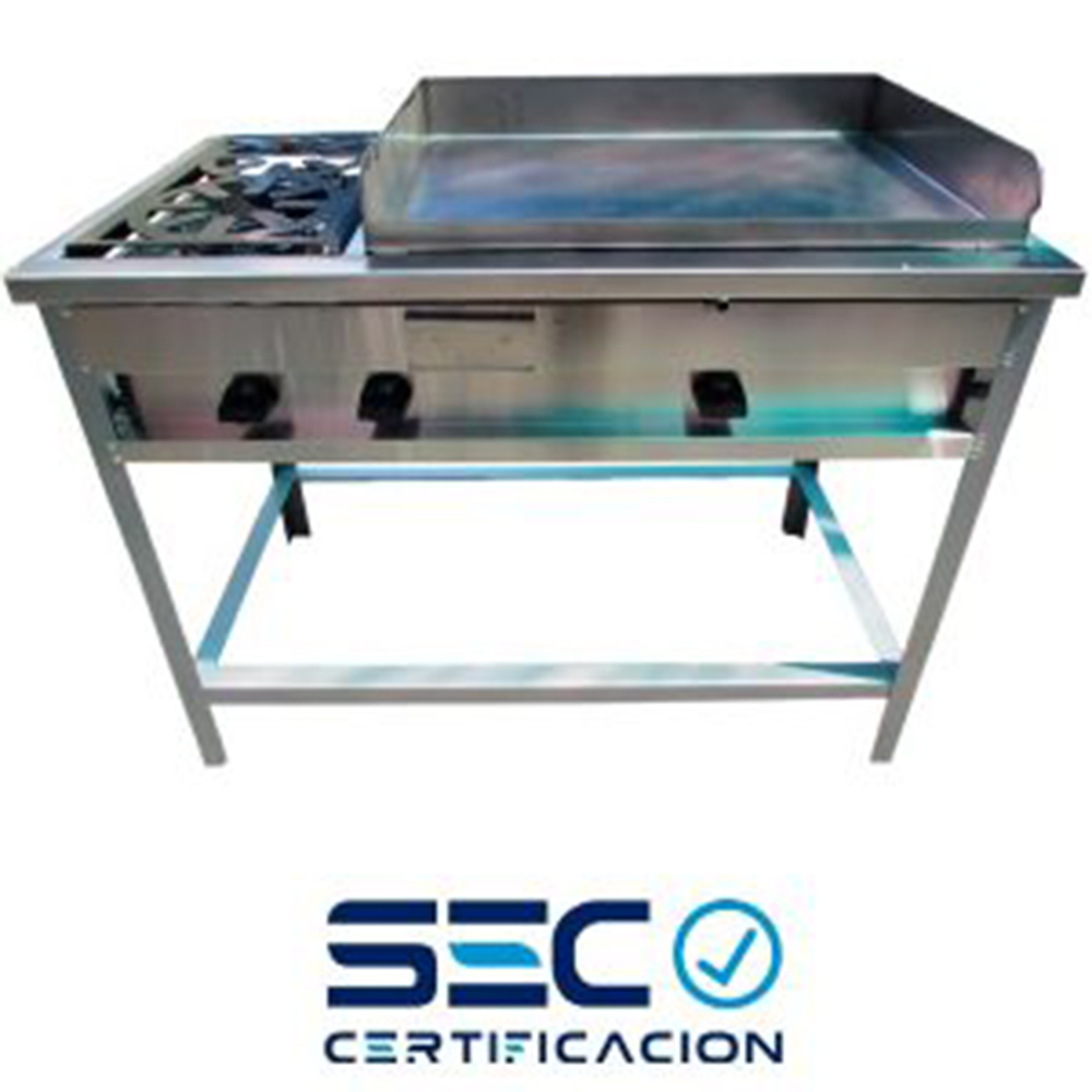 PLANCHA CHURRASQUERA 50 X 70 CM DE ACERO CON 2 QUEMADORES - 1