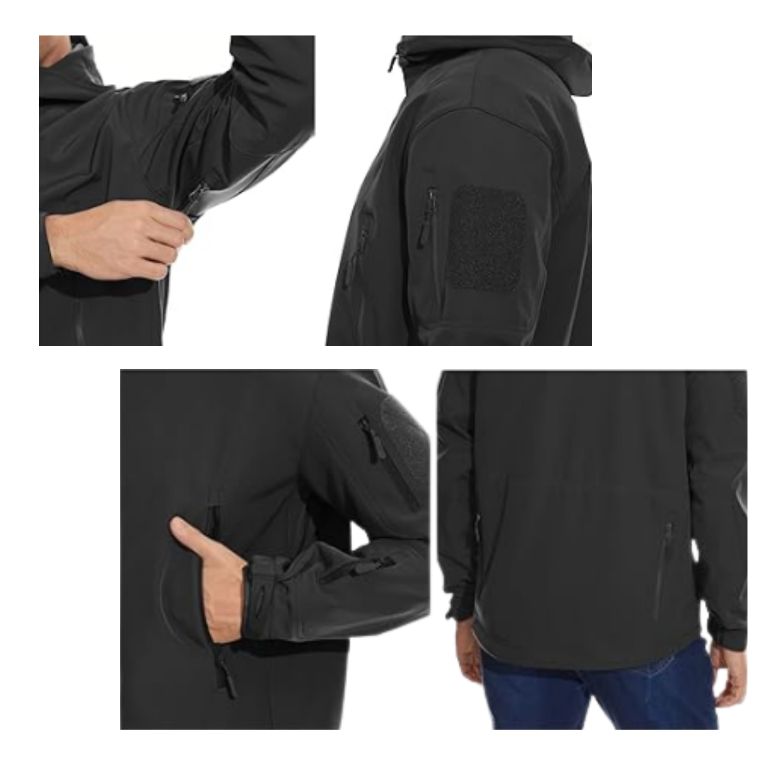 CHAQUETA SOFTSHELL TACTICA MILITAR CON CAPUCHA IMPERMEABLE - 2