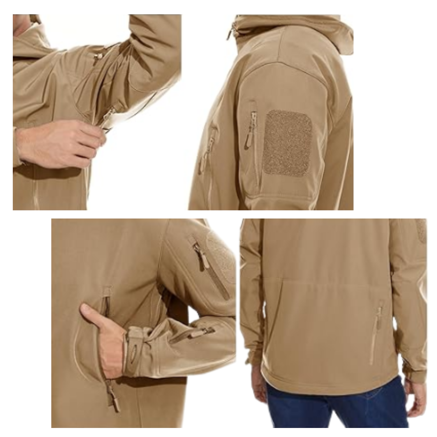 CHAQUETA SOFTSHELL TACTICA MILITAR CON CAPUCHA IMPERMEABLE - 2