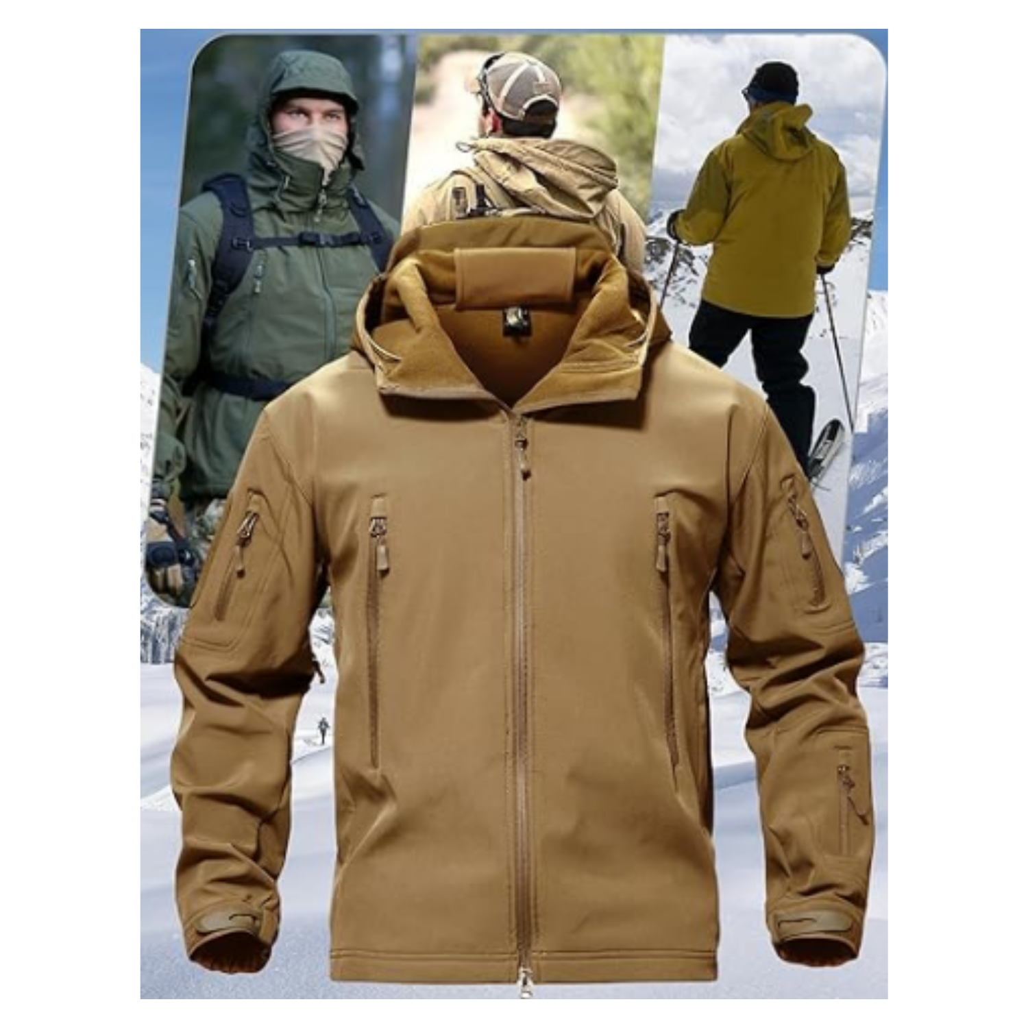 CHAQUETA SOFTSHELL TACTICA MILITAR CON CAPUCHA IMPERMEABLE - 3