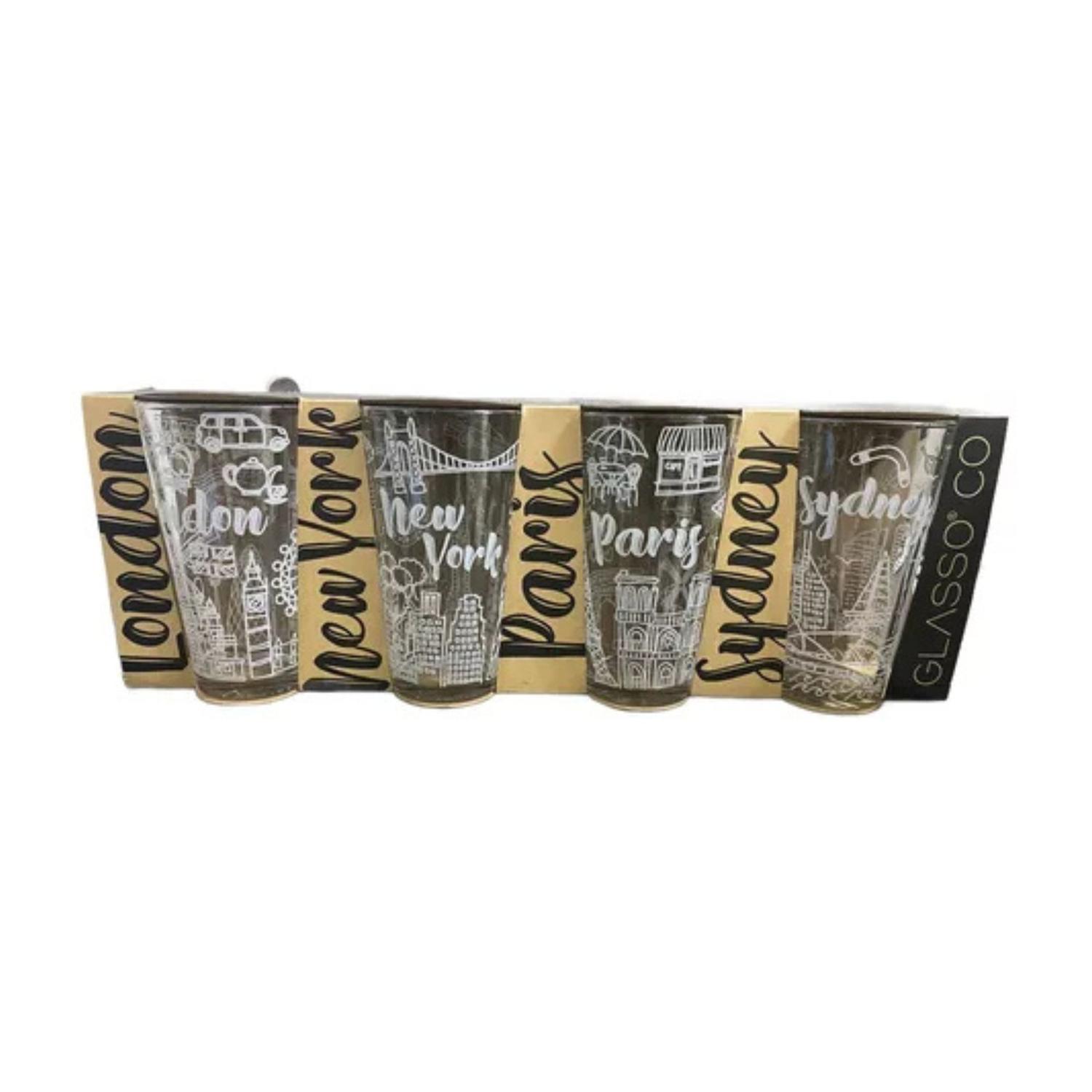 VASO VIDRIO 475ML CIUDADES - VASOS PARA EL HOGAR PACK - 4