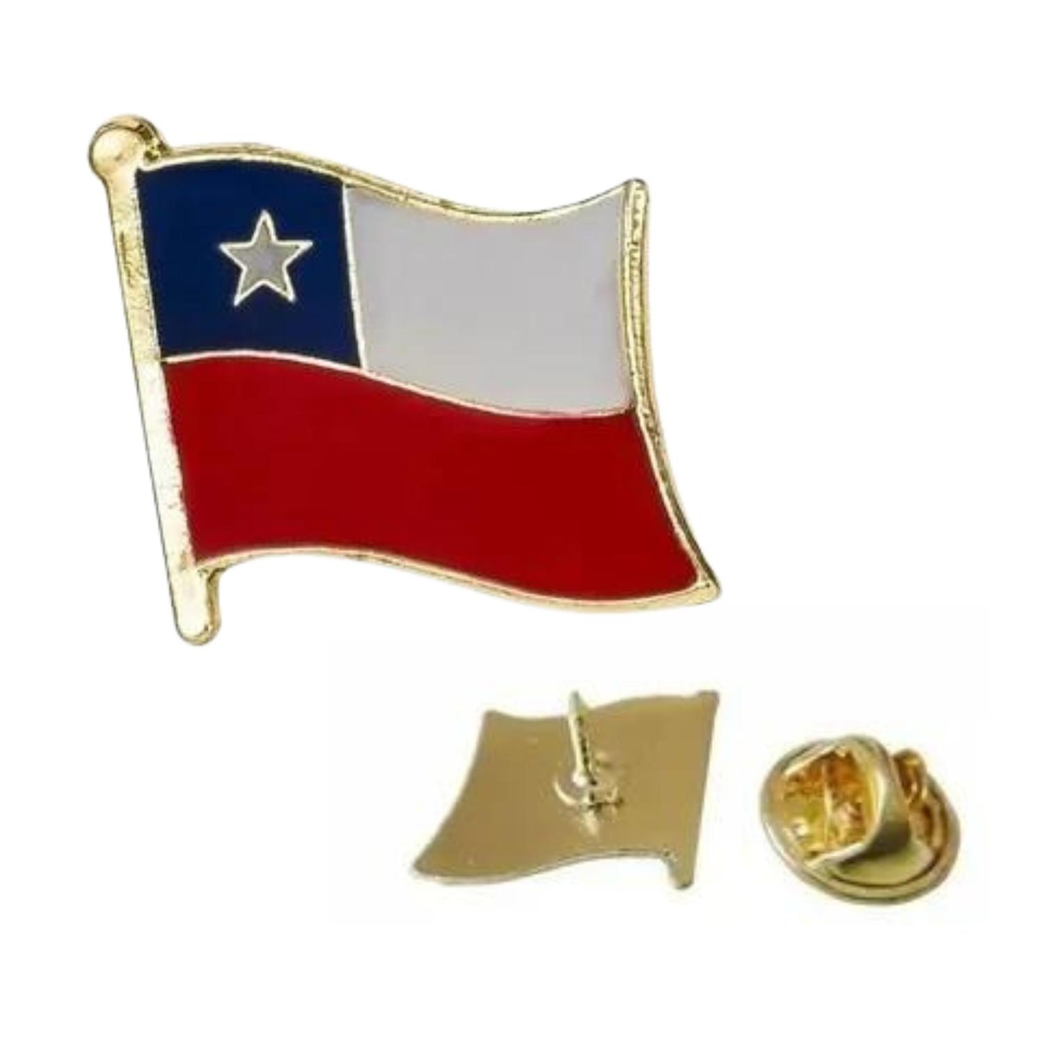 PACK 4 PIOCHA EKOI PIN ROJO BANDERA CHILENA METÁLICA BOTÓN CHILE - 2