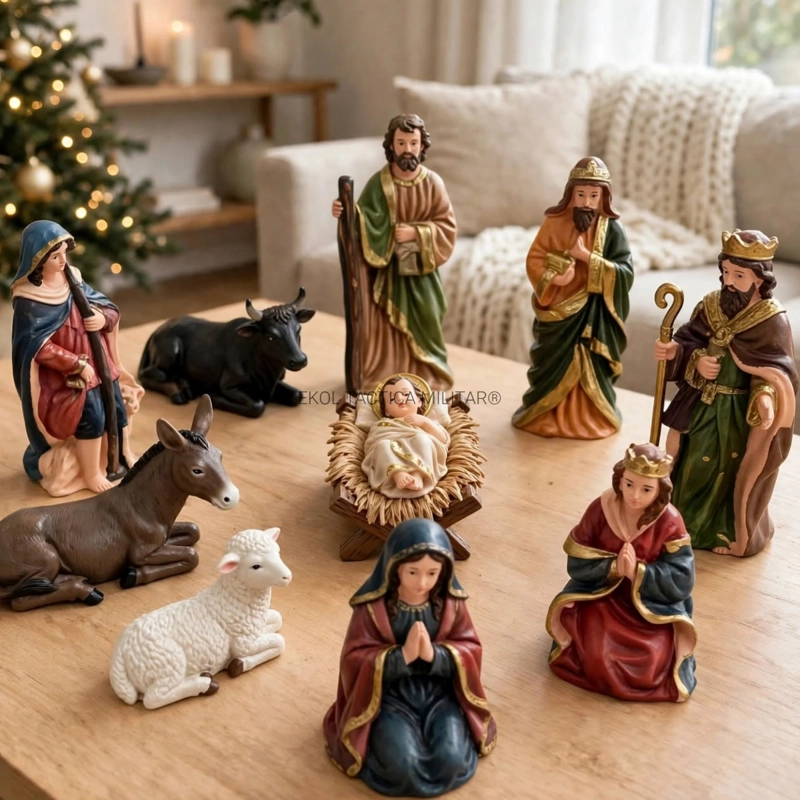 PESEBRE NAVIDEÑO (10) FIGURAS NAVIDAD HOGAR DECORACIÓN NACIMIENTO - 1