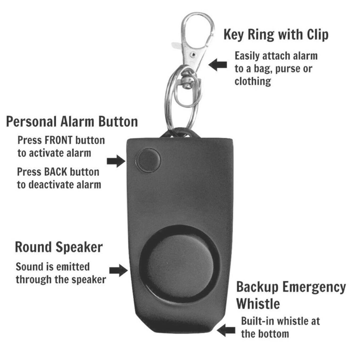 ALARMA EKOI PERSONAL AUTODEFENSA ROBO SEGURIDAD EMERGENCIA 130DB TAMAÑO TALLA ÚNICA NEGRO LLAVERO - 7