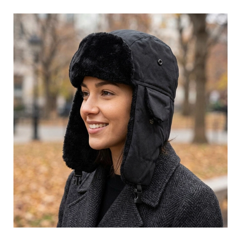 GORRO RUSO UNISEX CÁLIDO DE LONA INVIERNO MODO AVIADOR - 8