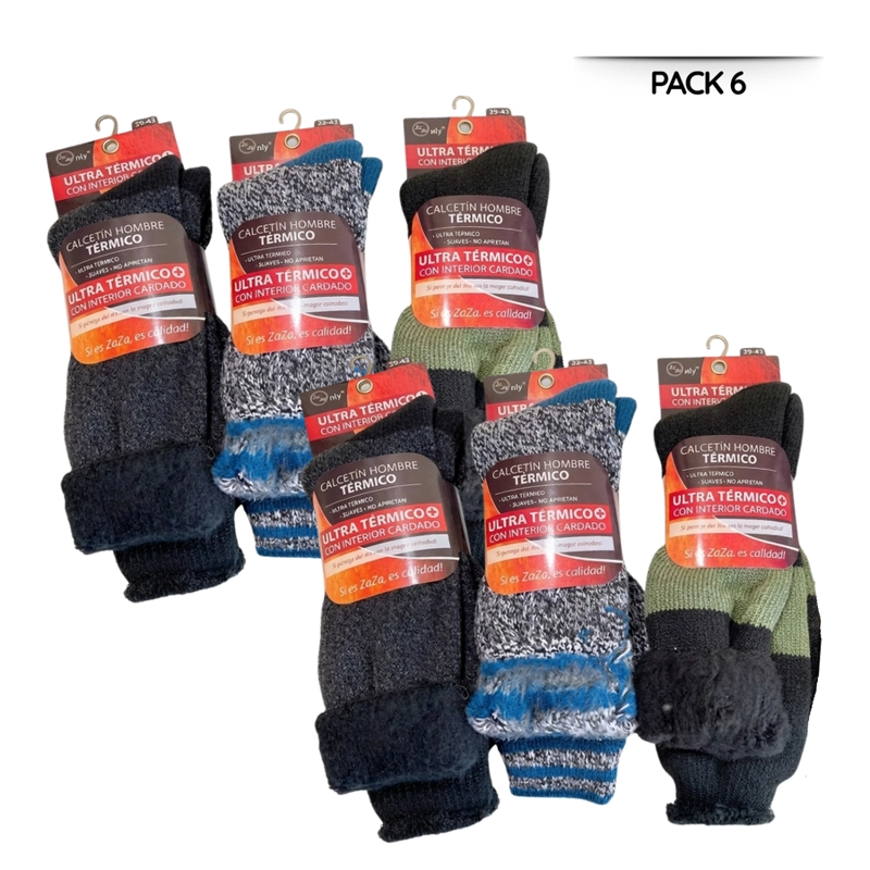 PACK 6 CALCETINES TÉRMICOS CHIPORRO LARGOS GRUESOS DE INVIERNO SURTIDO - 1