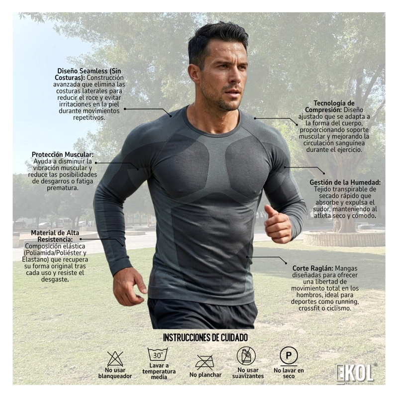 PRIMERA CAPA TÉRMICA HOMBREMUJER SIN COSTURAS RUNNING OUTDOOR - 5