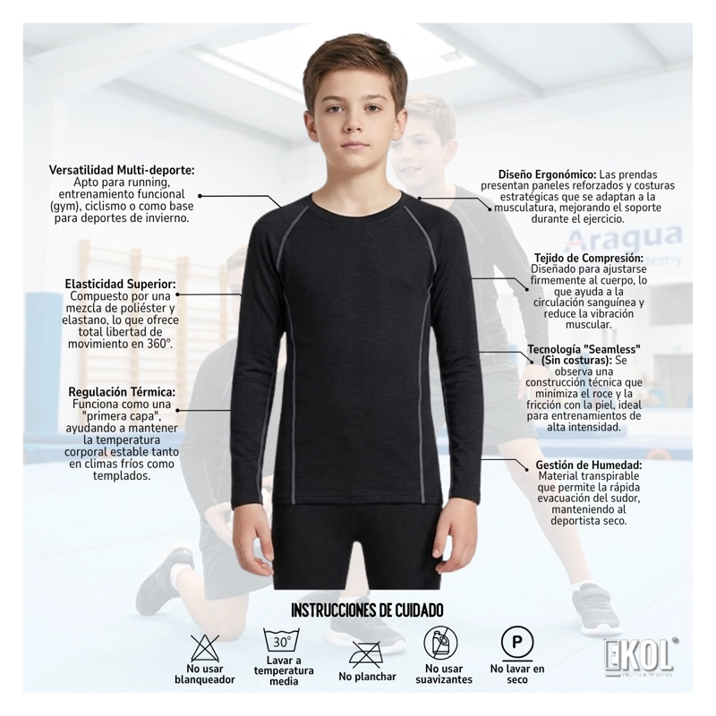 POLERA PRIMERA CAPA TÉRMICA ALGODÓN INFANTIL NIÑOS JUVENIL - 5