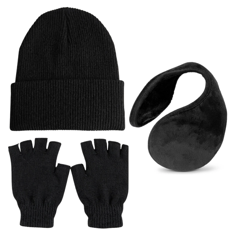SET TÉRMICO UNISEX GORRO, GUANTES DE LANA SIN DEDOS Y OREJERA DE POLAR - 2