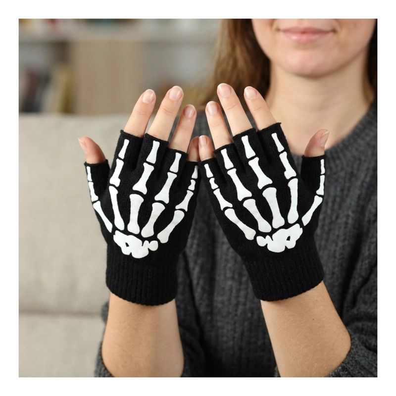 GUANTES SIN DEDOS TÁCTICOS CALAVERA - BICICLETA MOTO GYM UNISEX - 1
