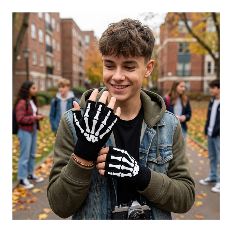 GUANTES SIN DEDOS TÁCTICOS CALAVERA - BICICLETA MOTO GYM UNISEX - 7
