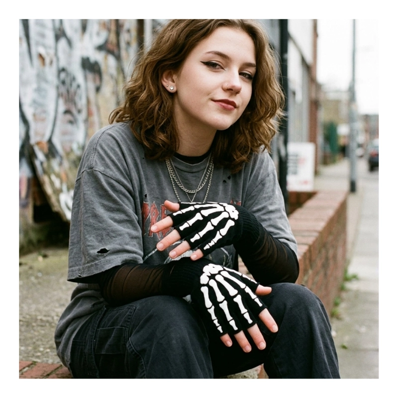 GUANTES SIN DEDOS TÁCTICOS CALAVERA - BICICLETA MOTO GYM UNISEX - 8