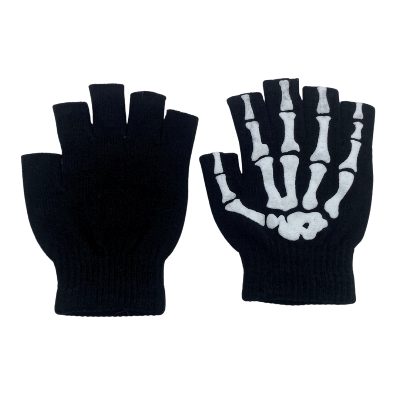 PACK 12 GUANTES MANGA CALAVERA HOMBRE MUJER SIN DEDOS BICICLETA MOTO - 3
